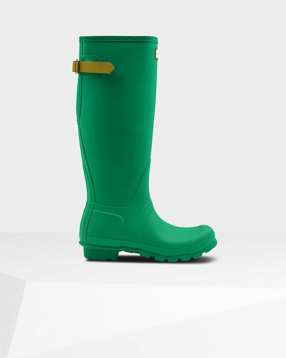 Womens Hunter Original Tall Back Adjustable Rain Boots Green | OEZKHU-268